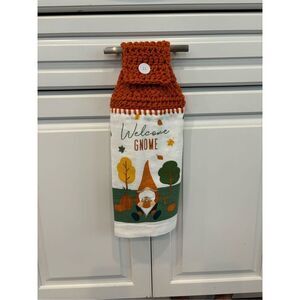 Crochet Top Kitchen Towel- Welcome gnome